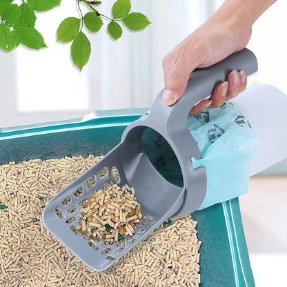 Cat Litter Shovel - Built In Trash Can Refill Bag