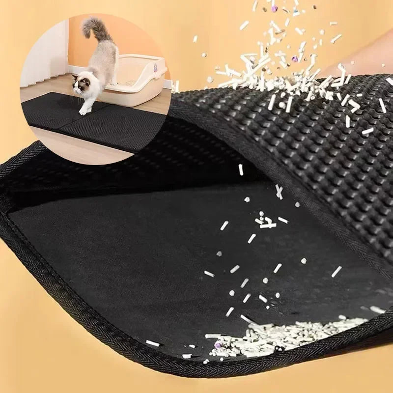 Waterproof Cat Litter Mat - Double Layer Litter Box Mat Washable