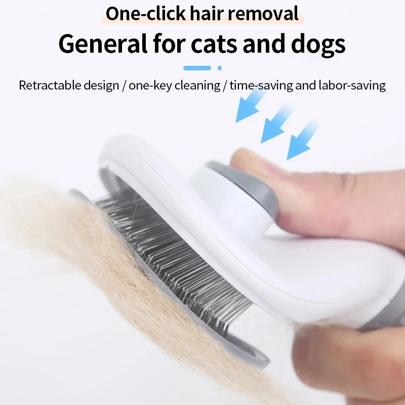 Self Cleaning Cat Brush - Pet Grooming Shedding Brush (Remove Loose Undercoat Suitable for Pets with Long or Short Hair)