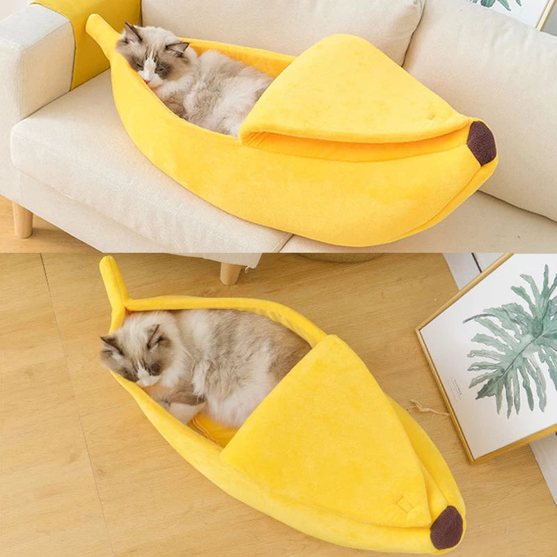 Banana Cat Bed - House Cute Cozy Warm Durable