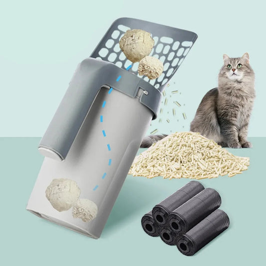 Cat Litter Shovel - Built In Trash Can Refill Bag