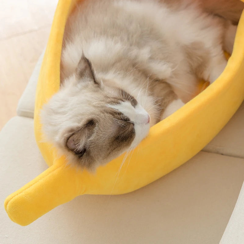 Banana Cat Bed - House Cute Cozy Warm Durable