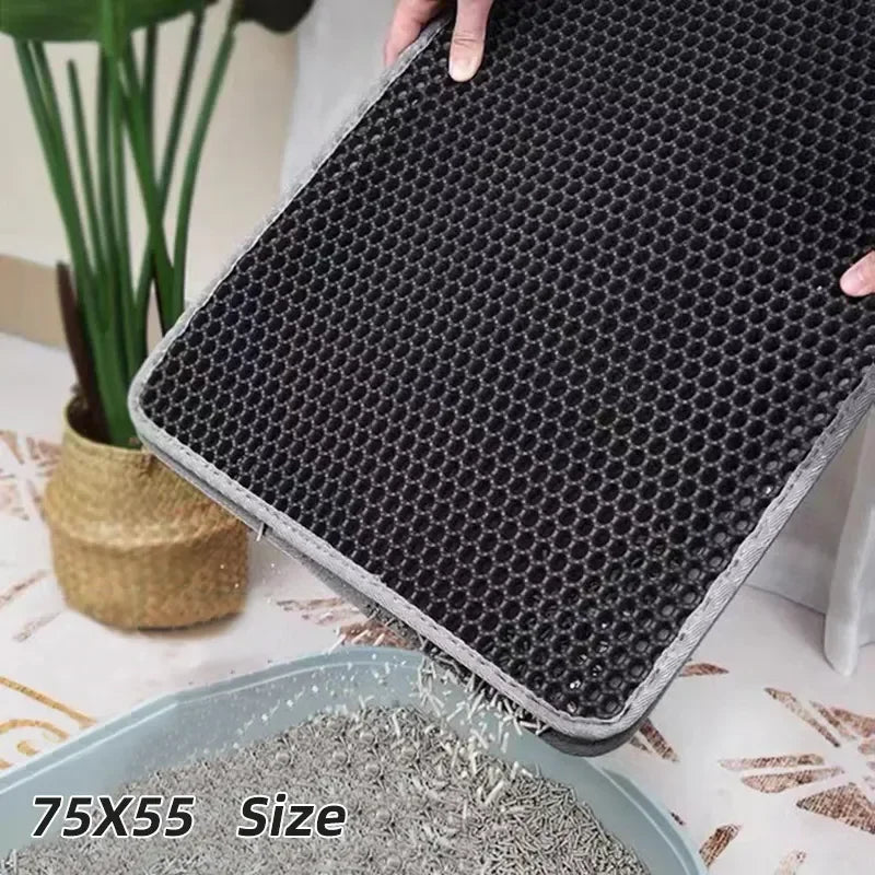 Waterproof Cat Litter Mat - Double Layer Litter Box Mat Washable